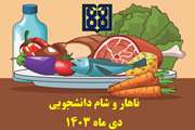 برنامه غذایی ناهار و شام دانشجویی در دی ماه 1403 اعلام شد
